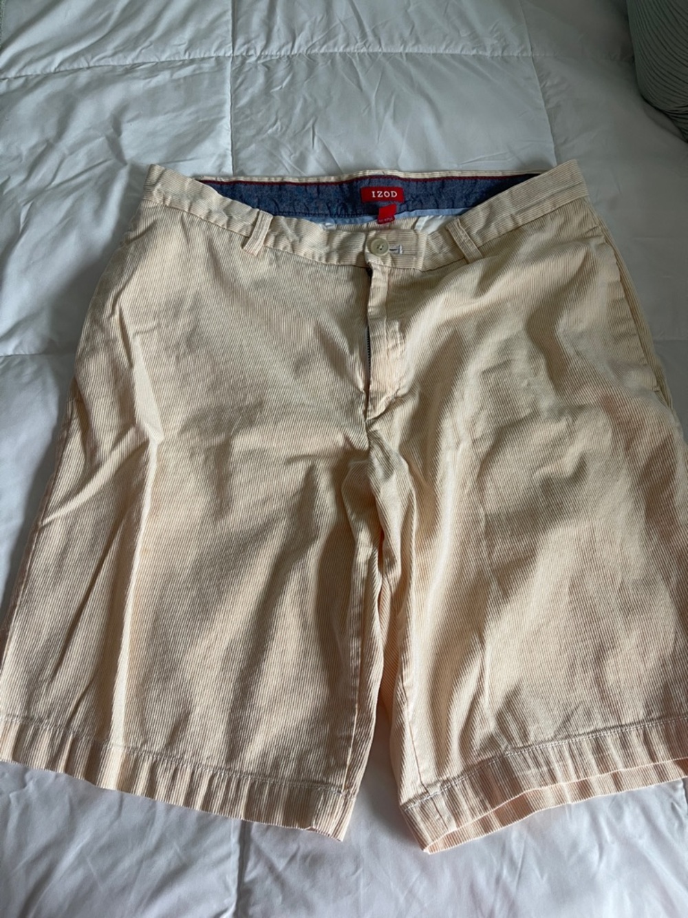 Izod Light Cream Flat-Front Chino Shorts